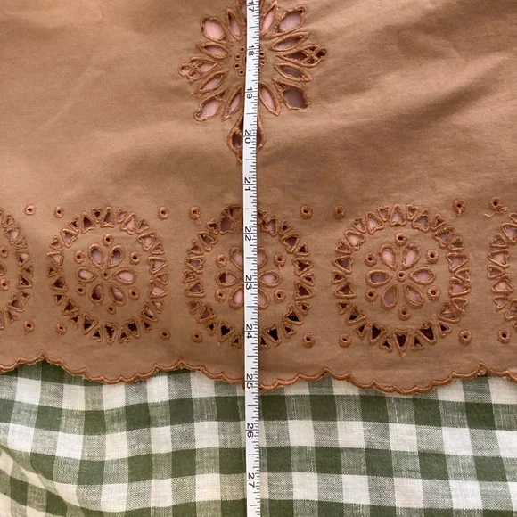 Vintage Odille Skirt: Tan and Pink Midi with Cutouts and Embroidery - Picture 6 of 9